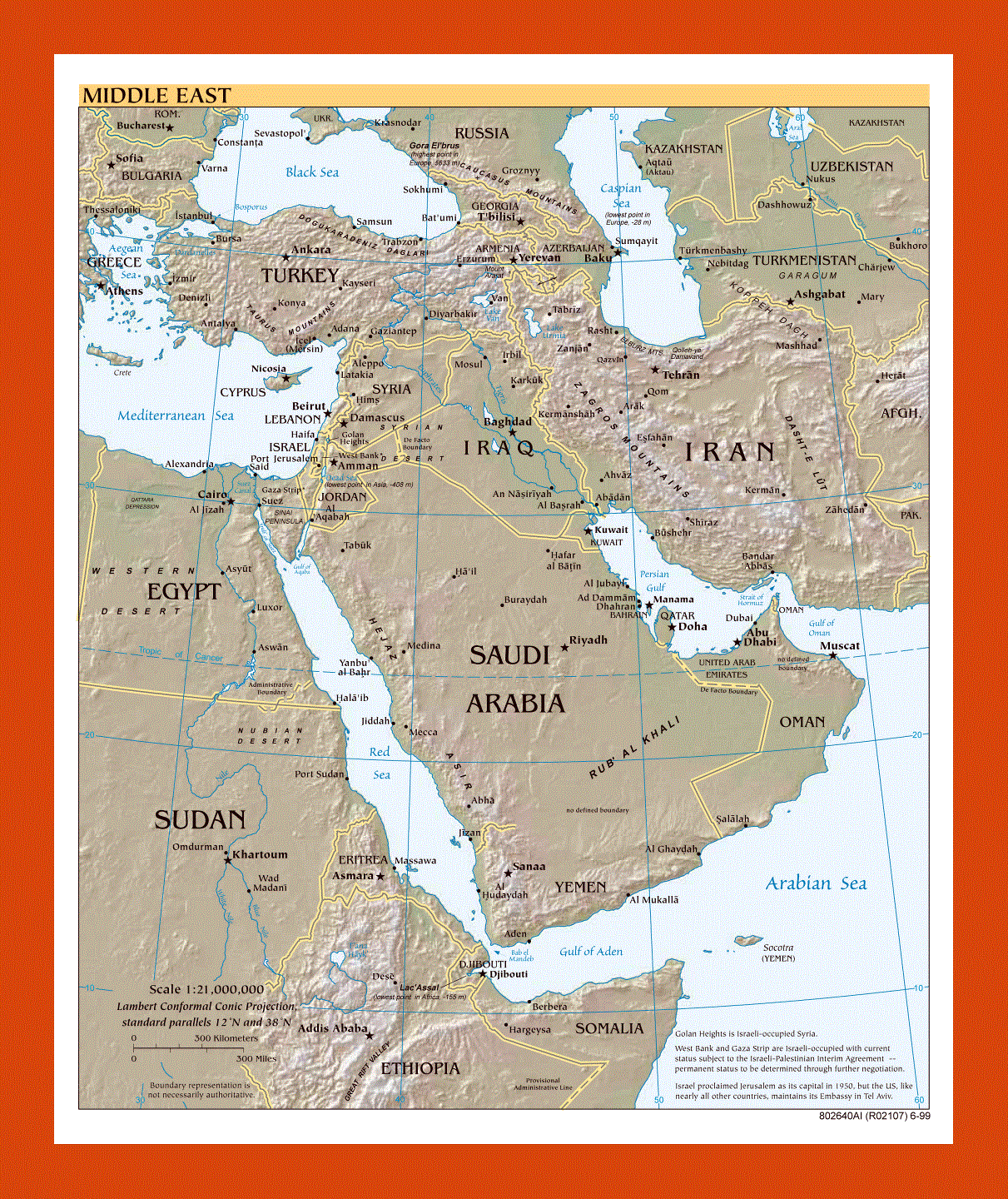 Political map of the Middle East - 1999