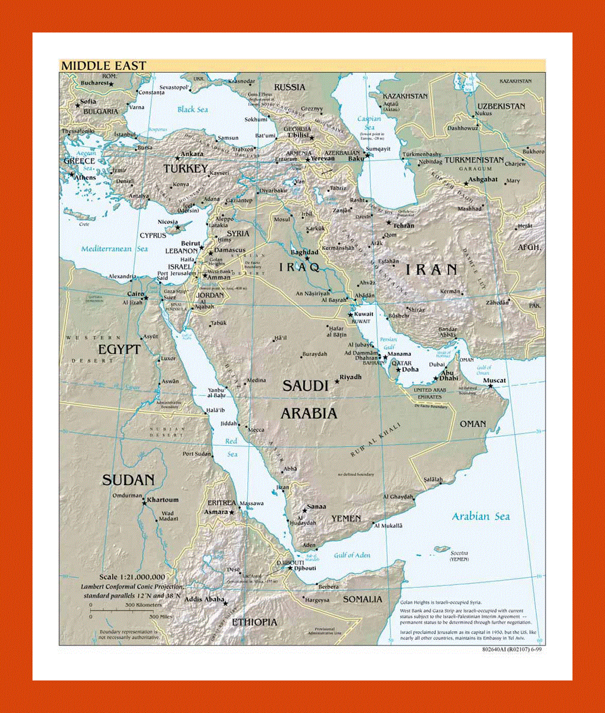 Political map of the Middle East - 1999