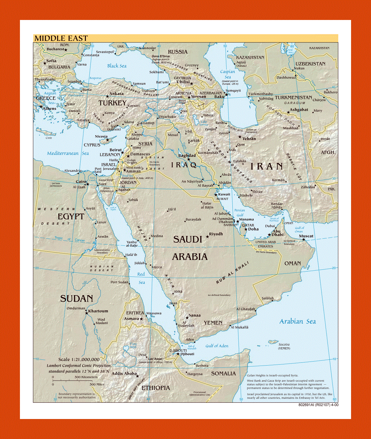 Political map of the Middle East - 2000