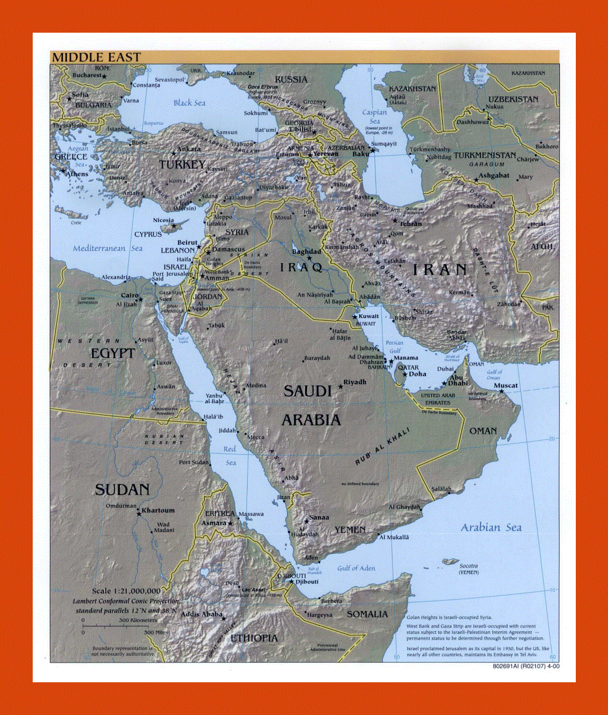 Political map of the Middle East - 2000