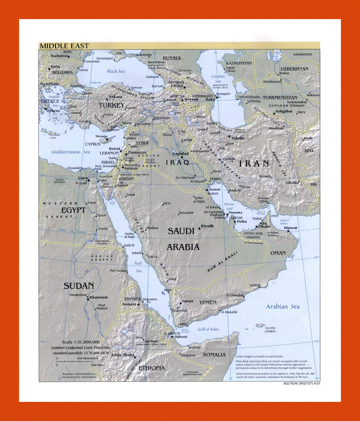 Political map of the Middle East - 2001