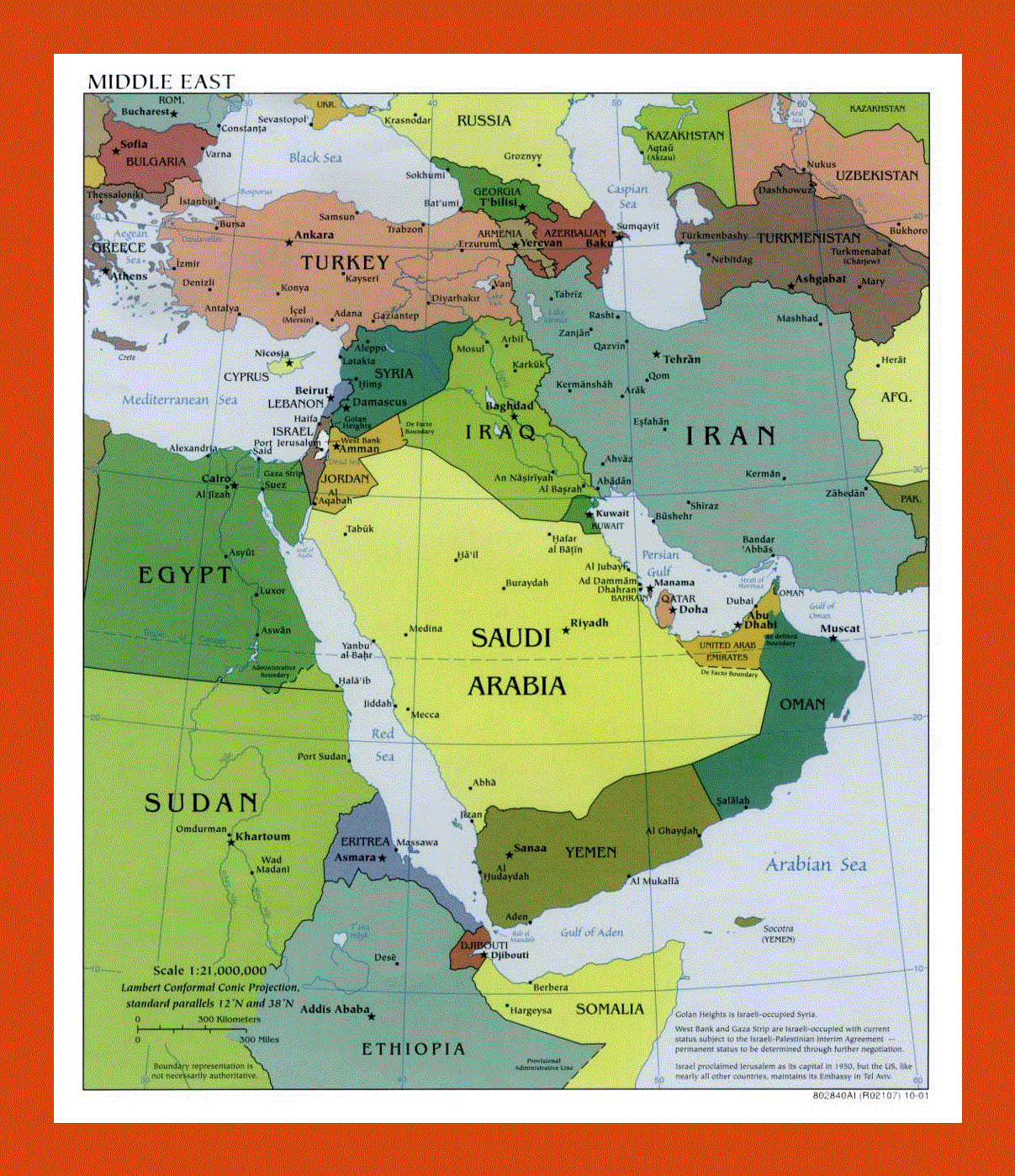 Political map of the Middle East - 2001