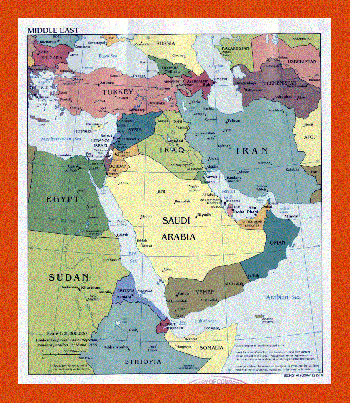Political map of the Middle East - 2010