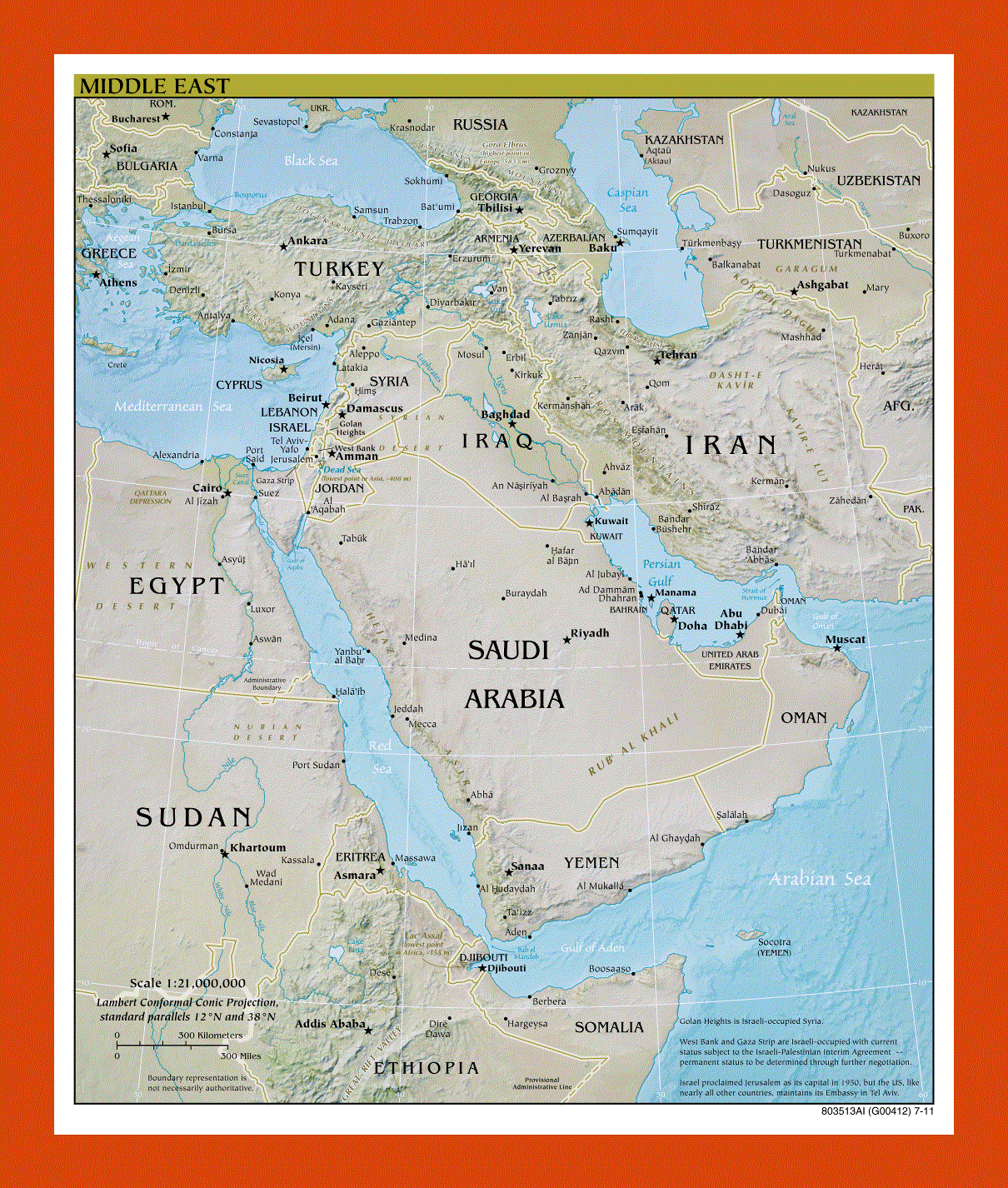 Political map of the Middle East - 2011