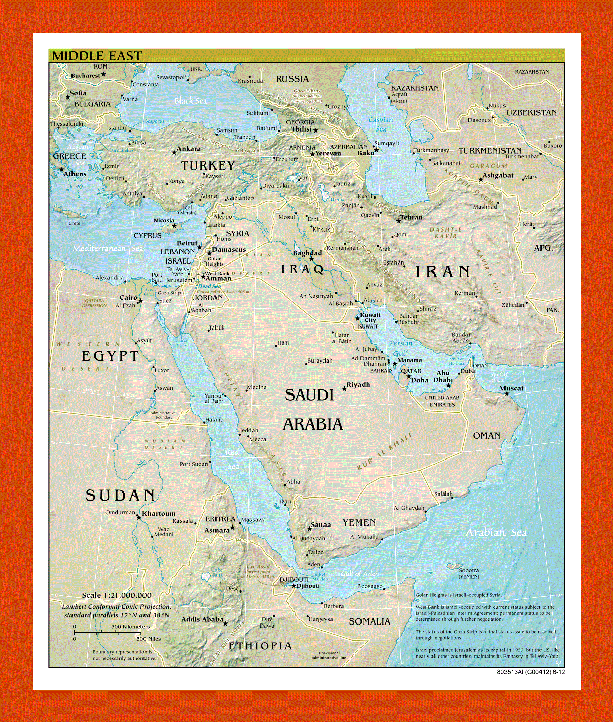 Political map of the Middle East - 2012