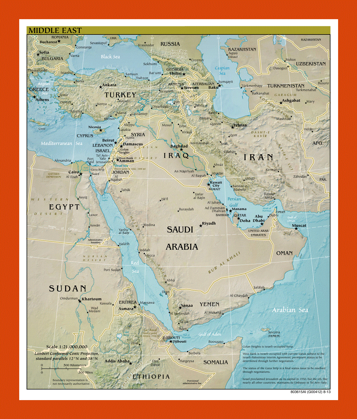 Political map of the Middle East - 2013