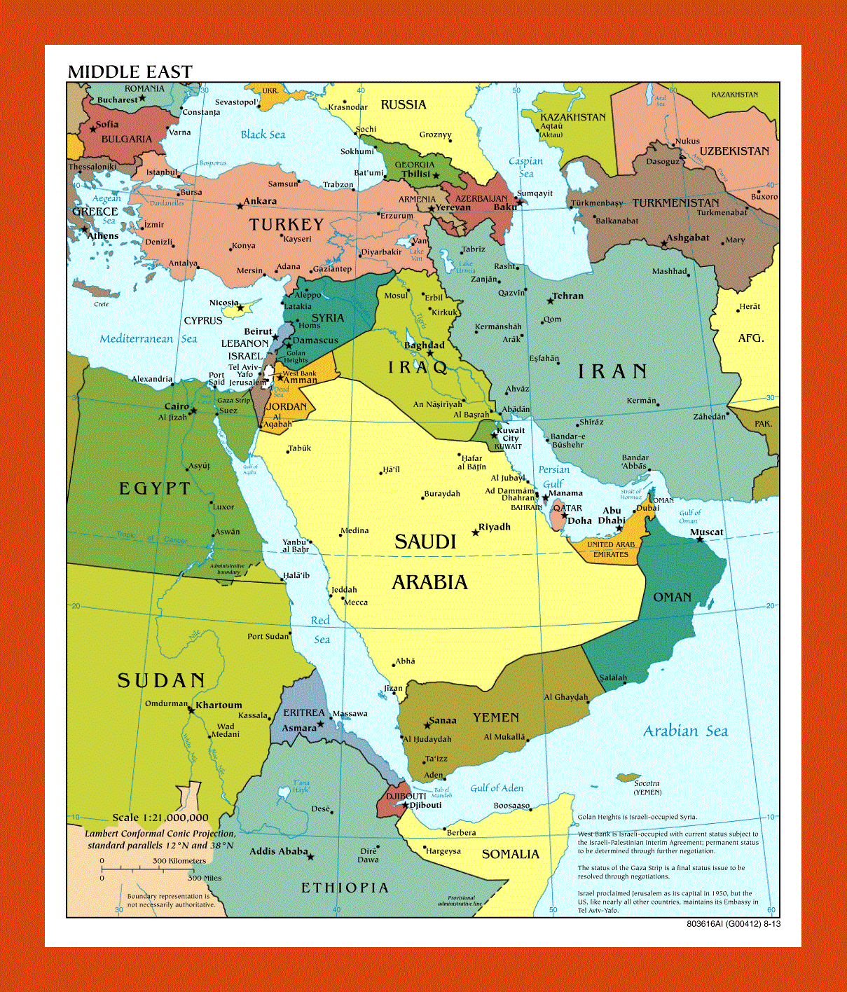 Political map of the Middle East - 2013