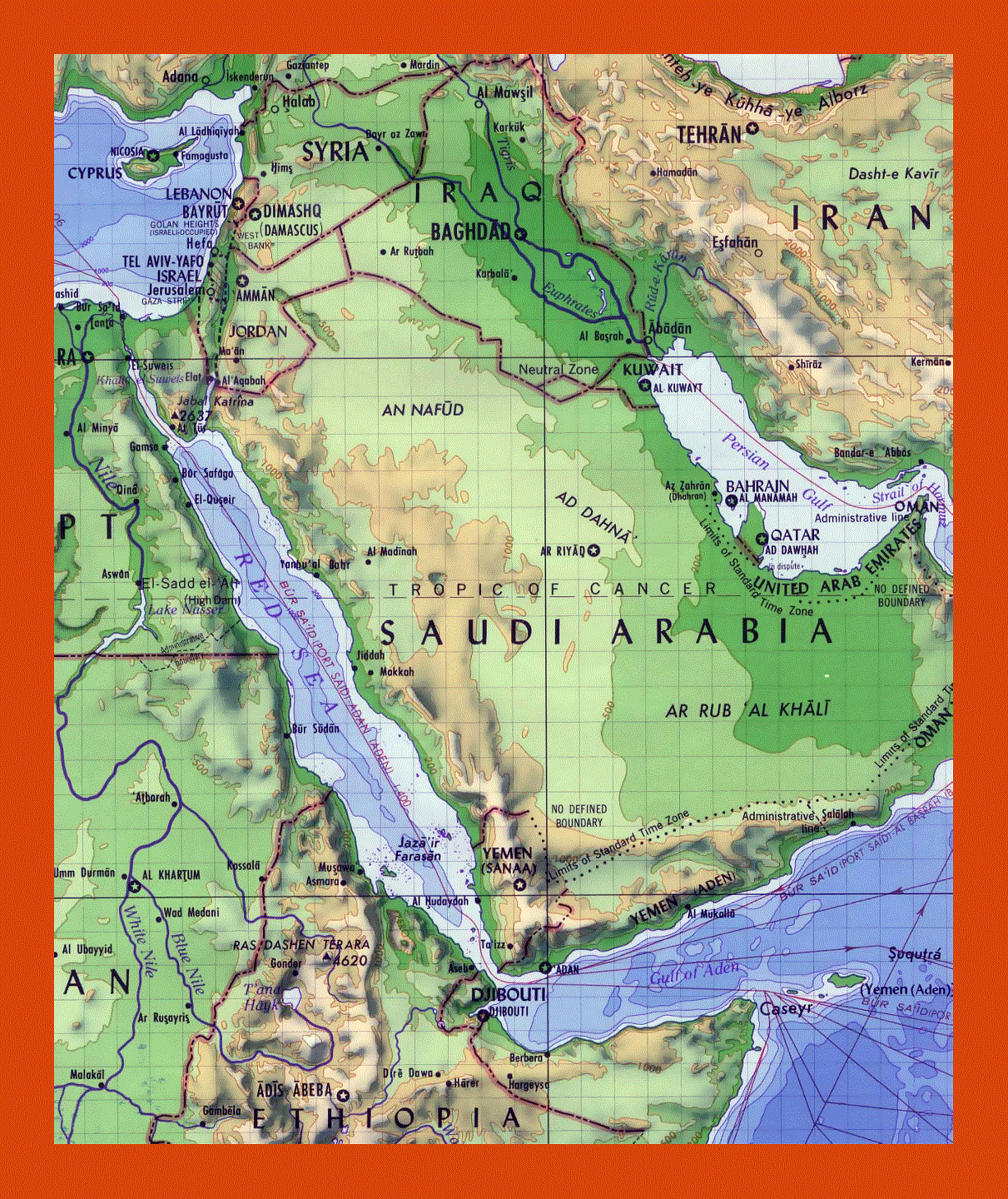 Topographical map of the Red Sea Area - 1987