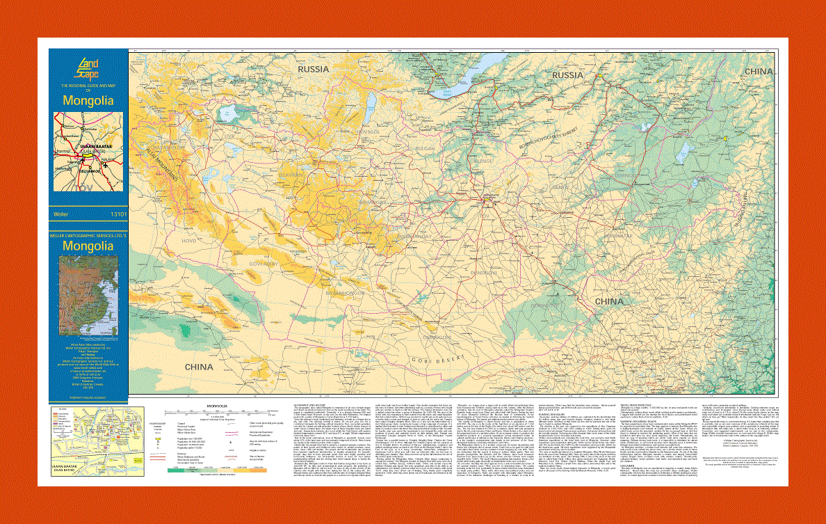 Elevation map of Mongolia
