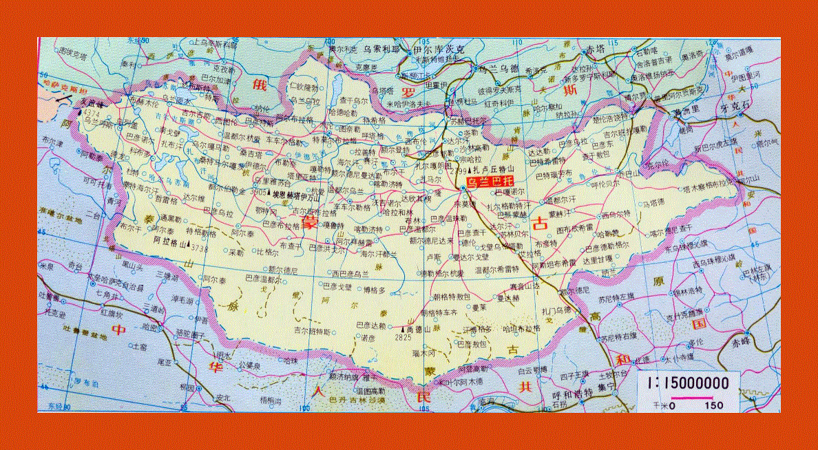 Political map of Mongolia in chinese