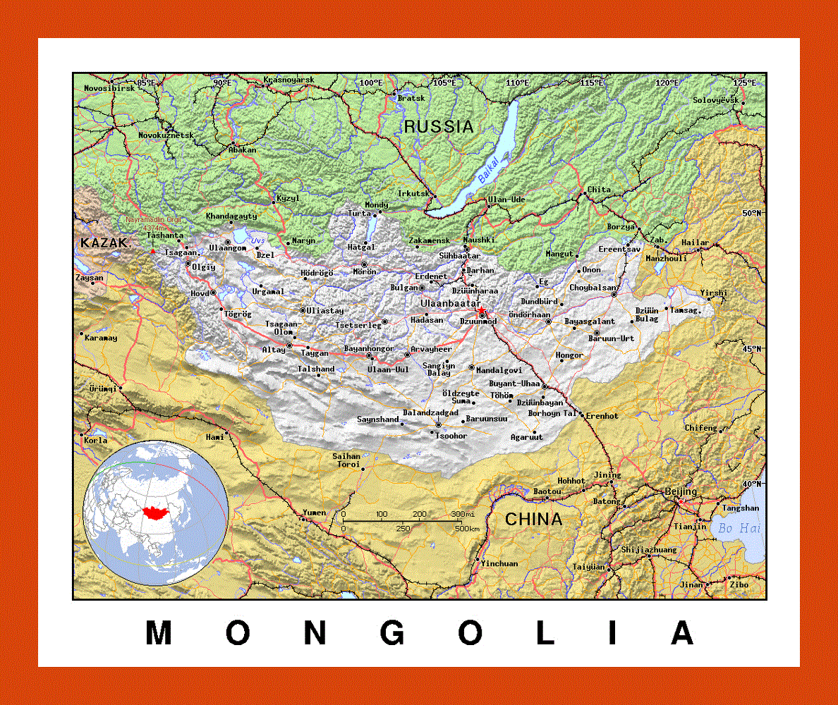 Political map of Mongolia