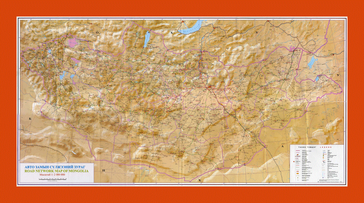 Road network map of Mongolia