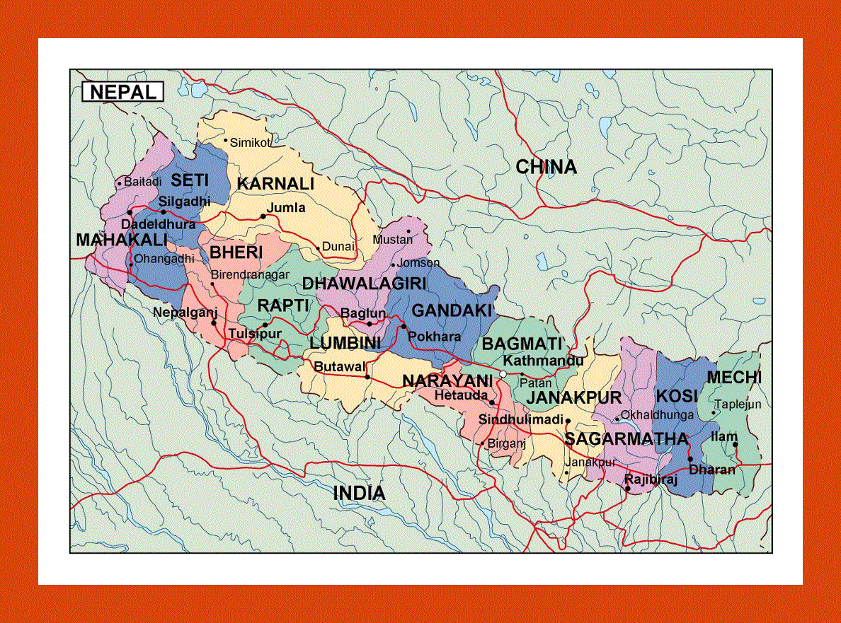 Administrative map of Nepal