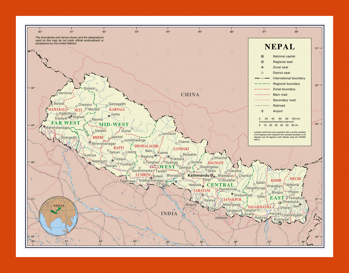 Political and administrative map of Nepal