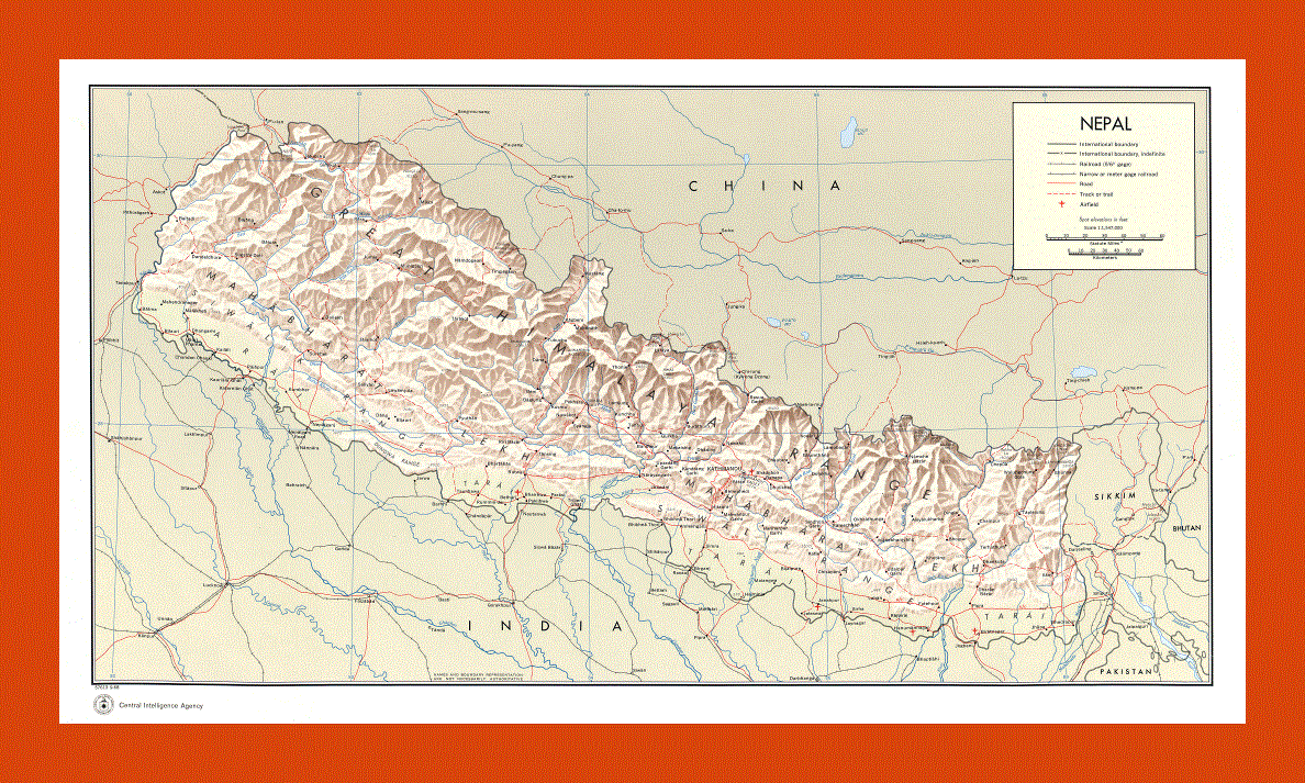 Political map of Nepal - 1968