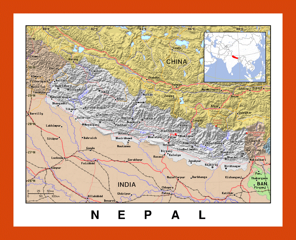 Political map of Nepal