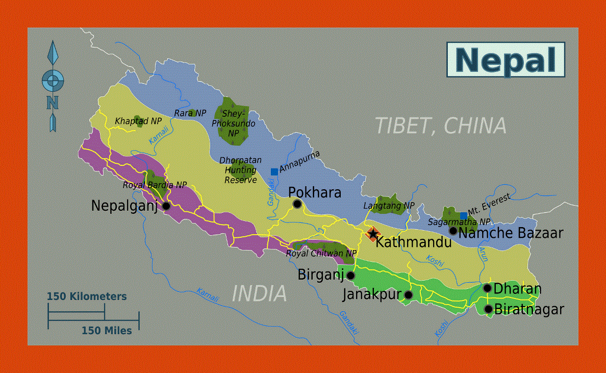 Regions map of Nepal