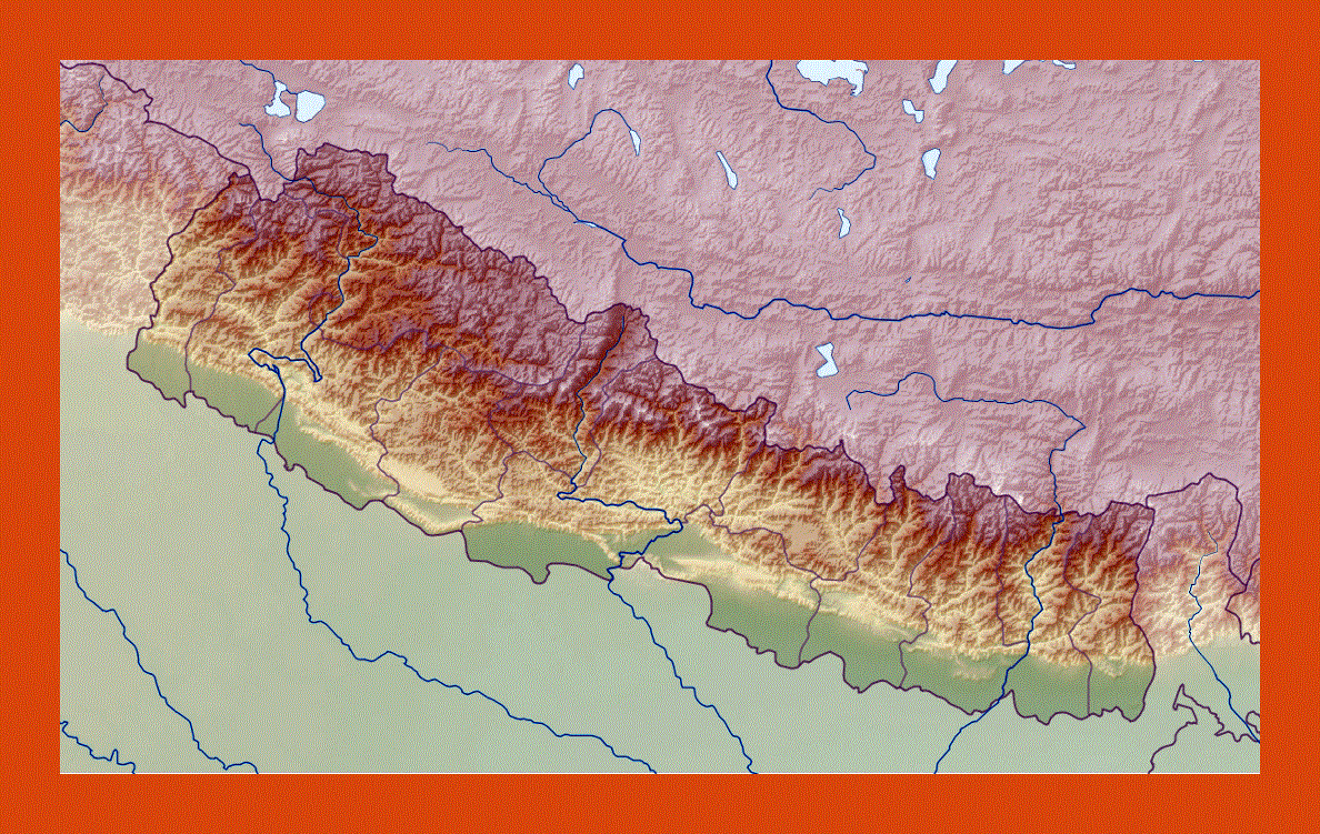 Relief map of Nepal