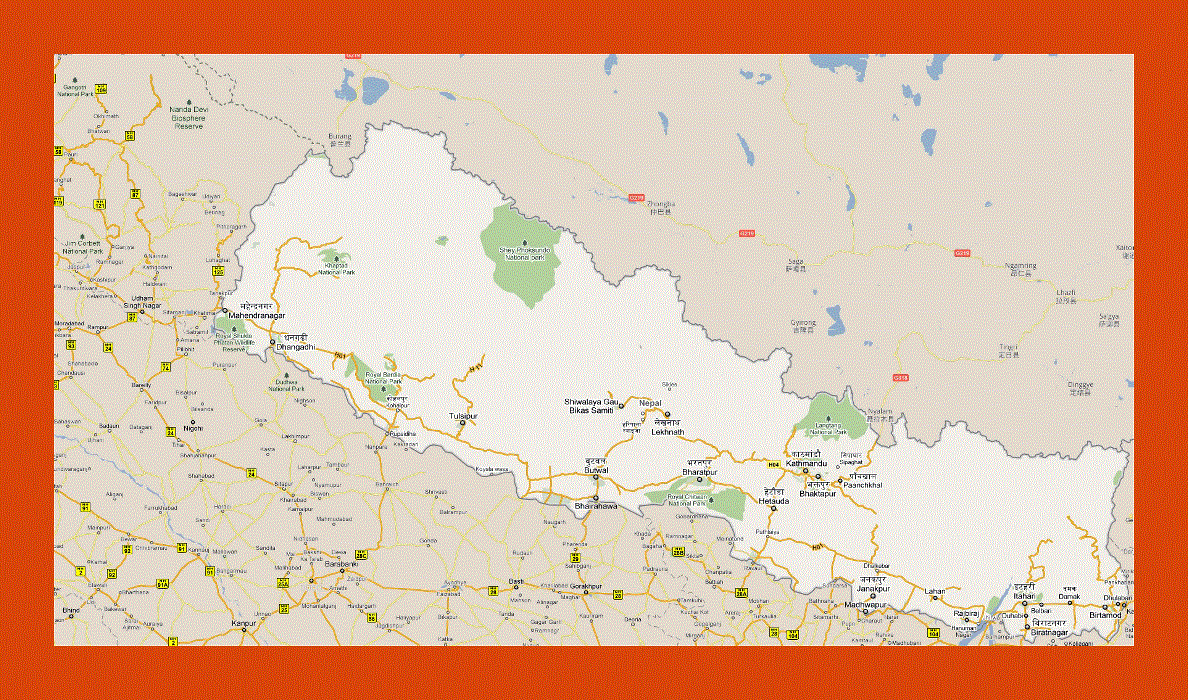 Road map of Nepal