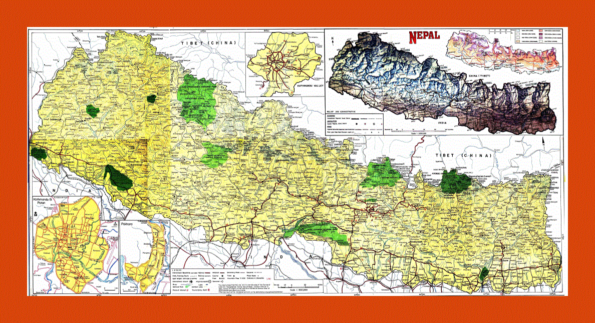 Topographical map of Nepal