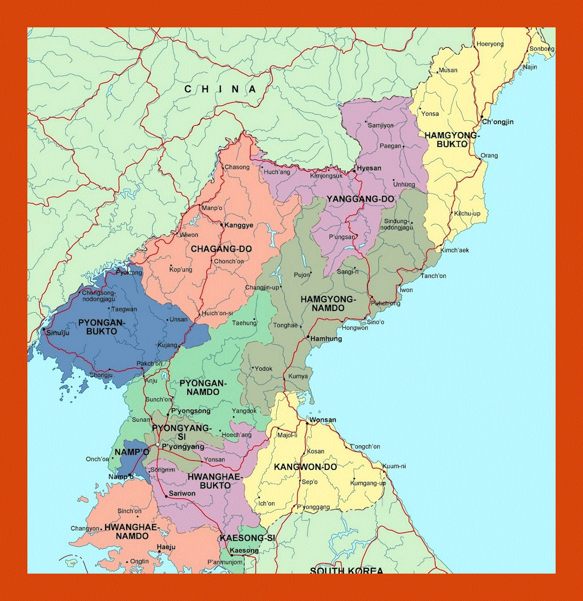 Administrative map of North Korea