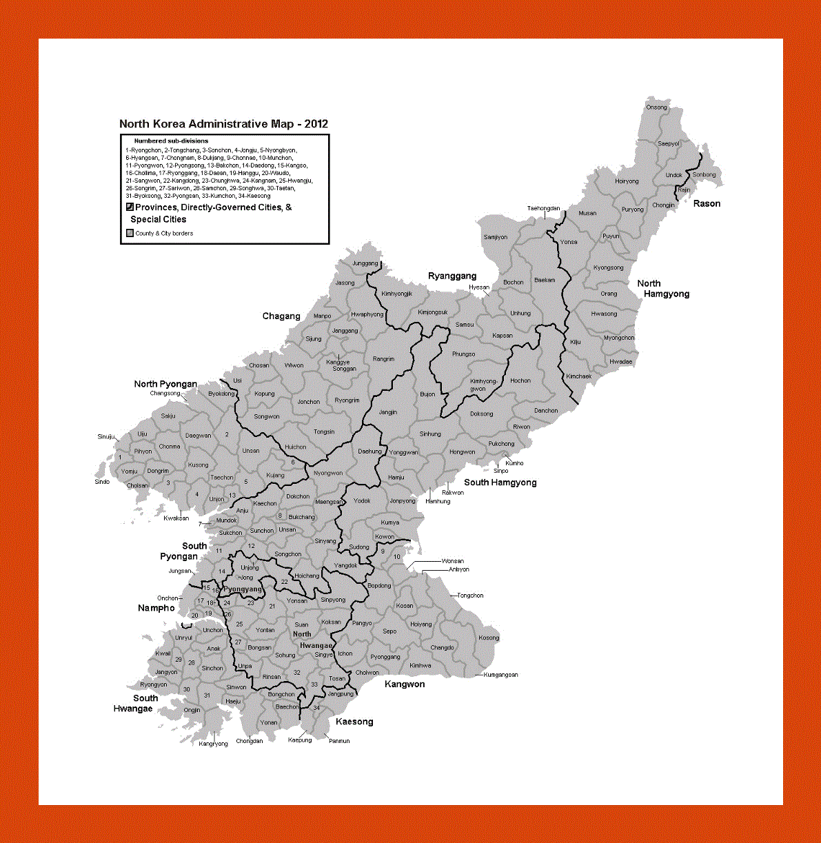 Administrative map of North Korea