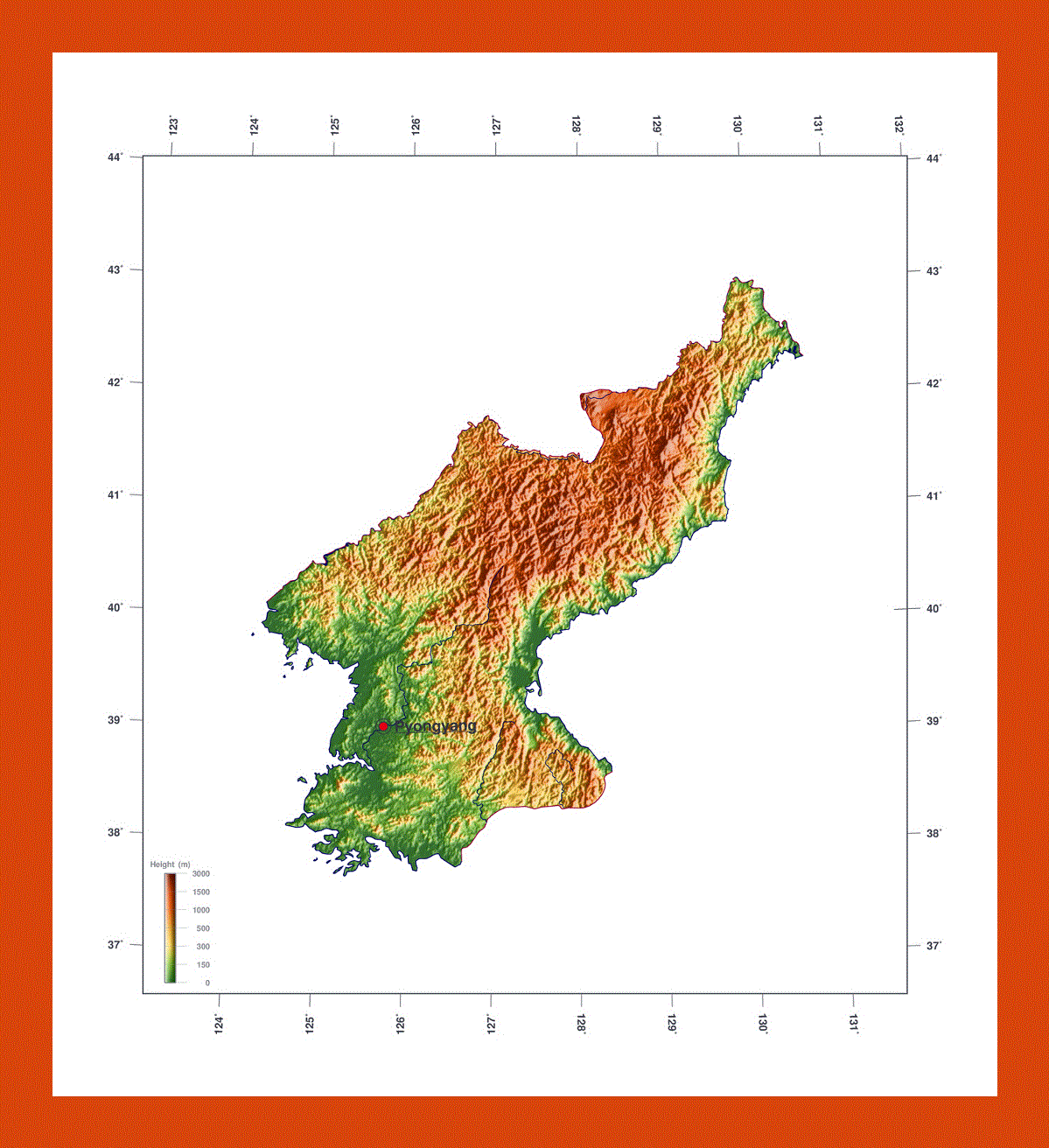 Elevation map of North Korea