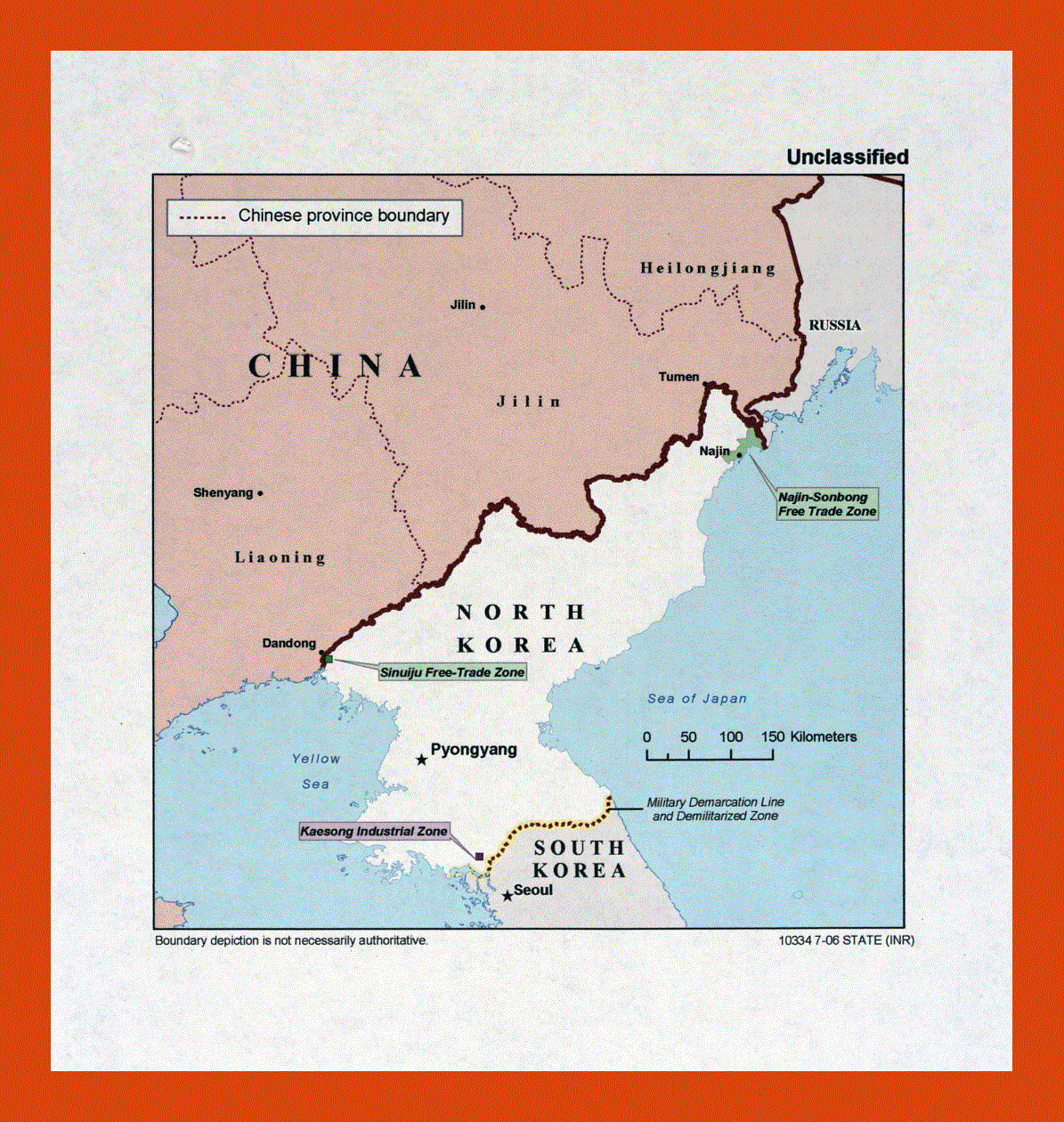 Map of China and North Korea - 2006