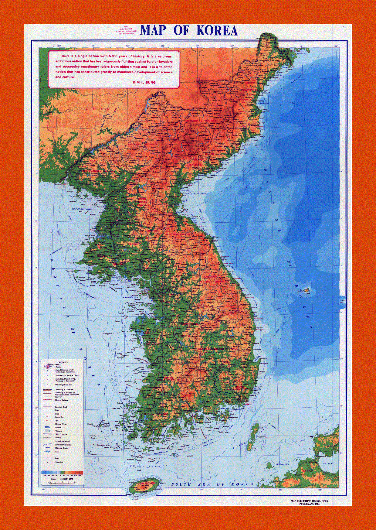 Physical map of Korean Peninsula