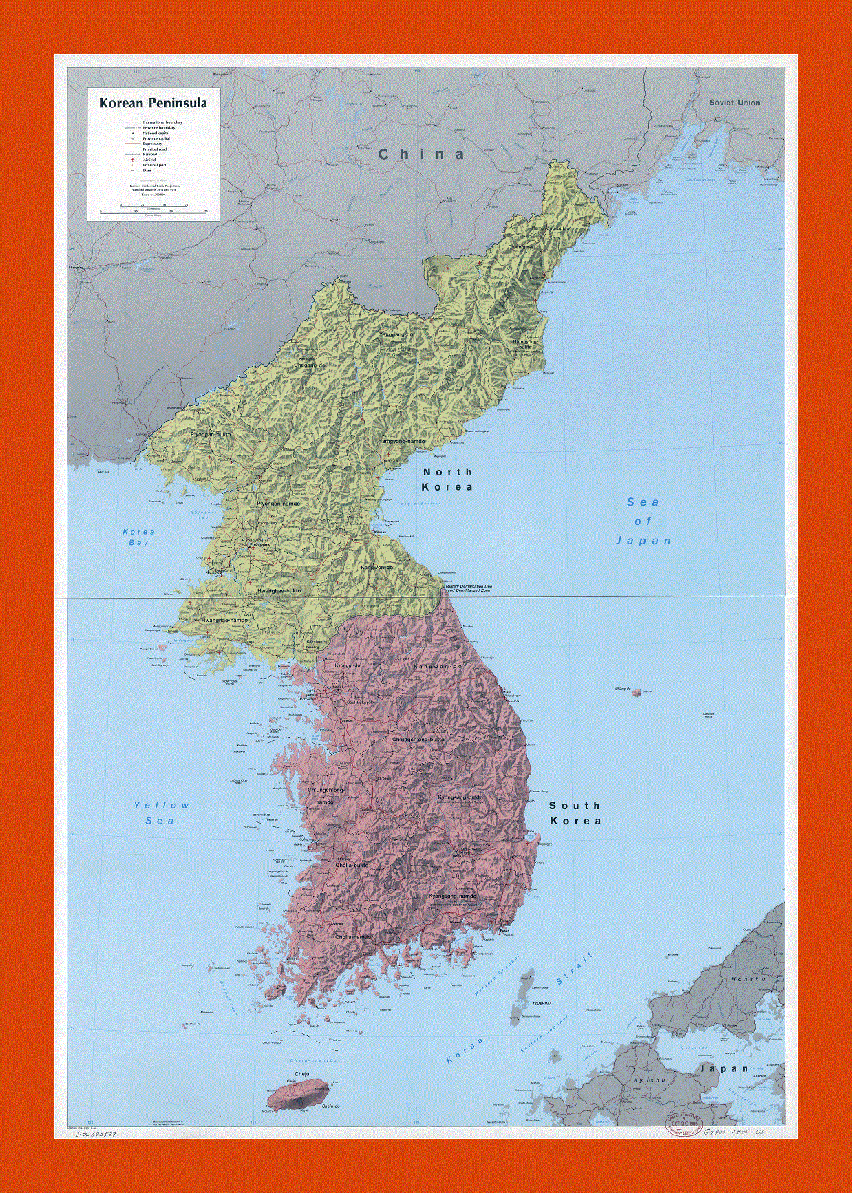 Political and administrative map of Korean Peninsula - 1986