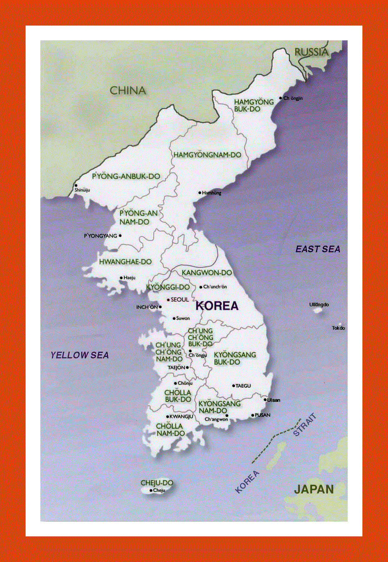 Political and administrative map of Korean Peninsula - 2001