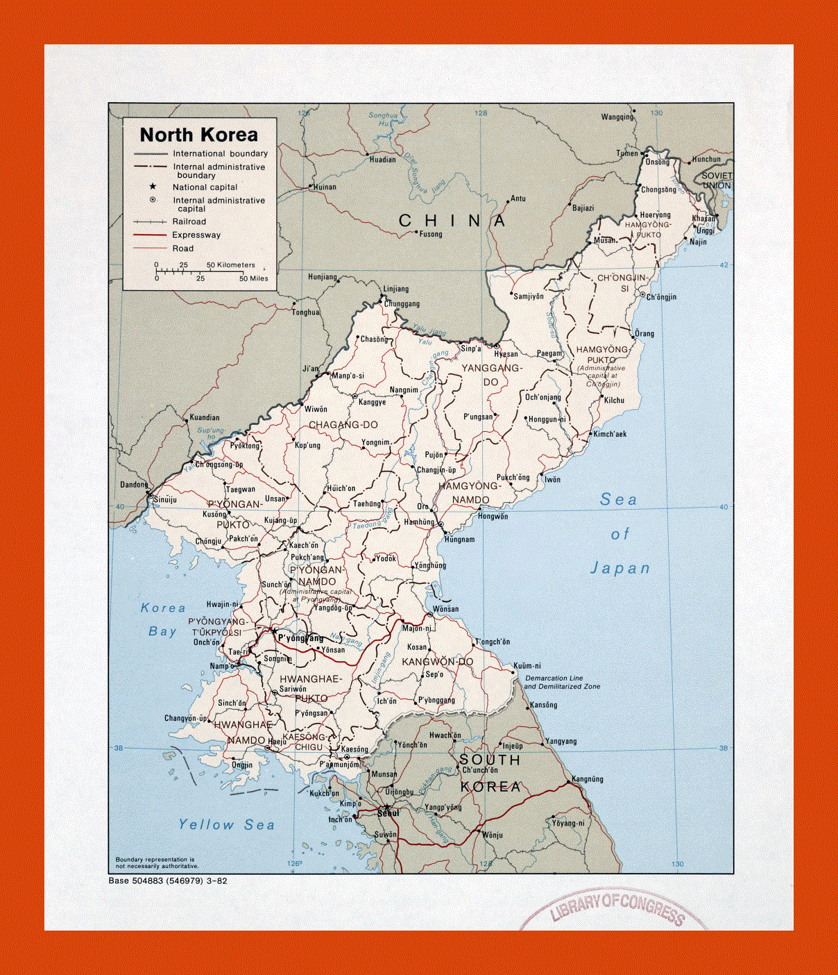 Political and administrative map of North Korea- 1982