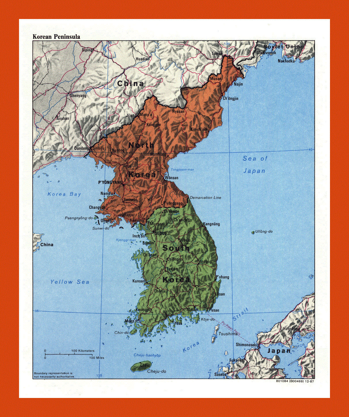 Political map of Korean Peninsula - 1987