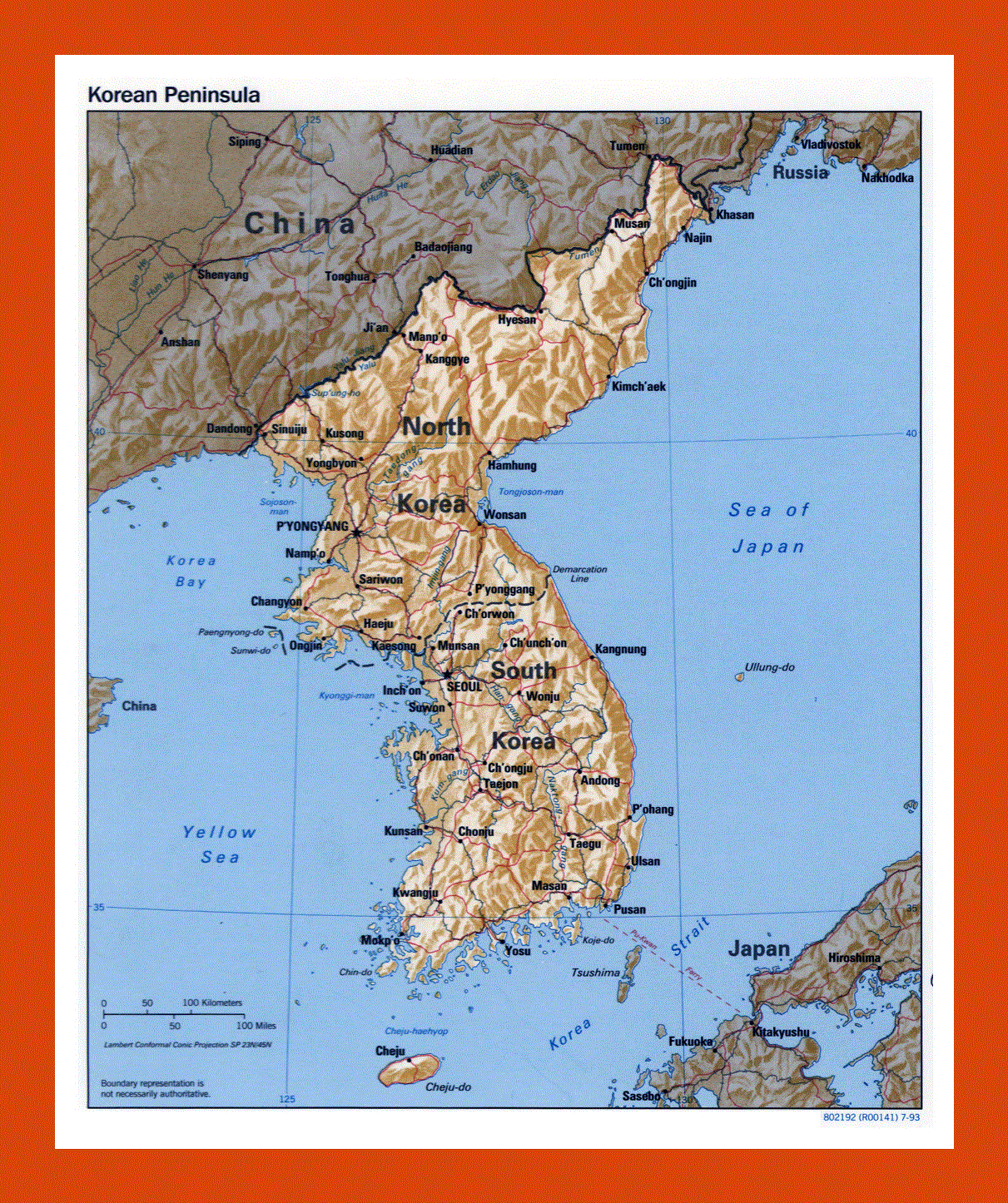 Political map of Korean Peninsula - 1993