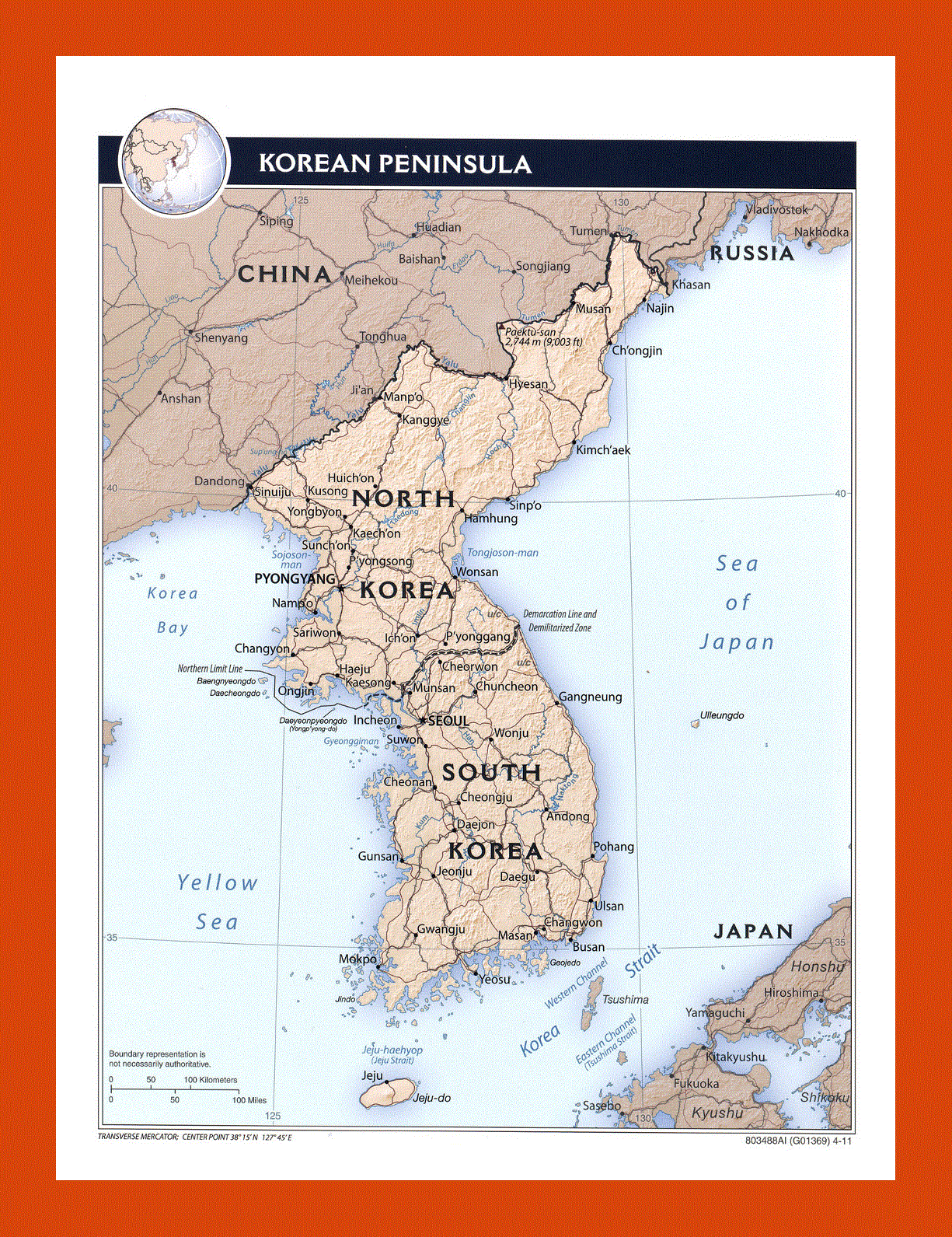Political map of Korean Peninsula - 2011