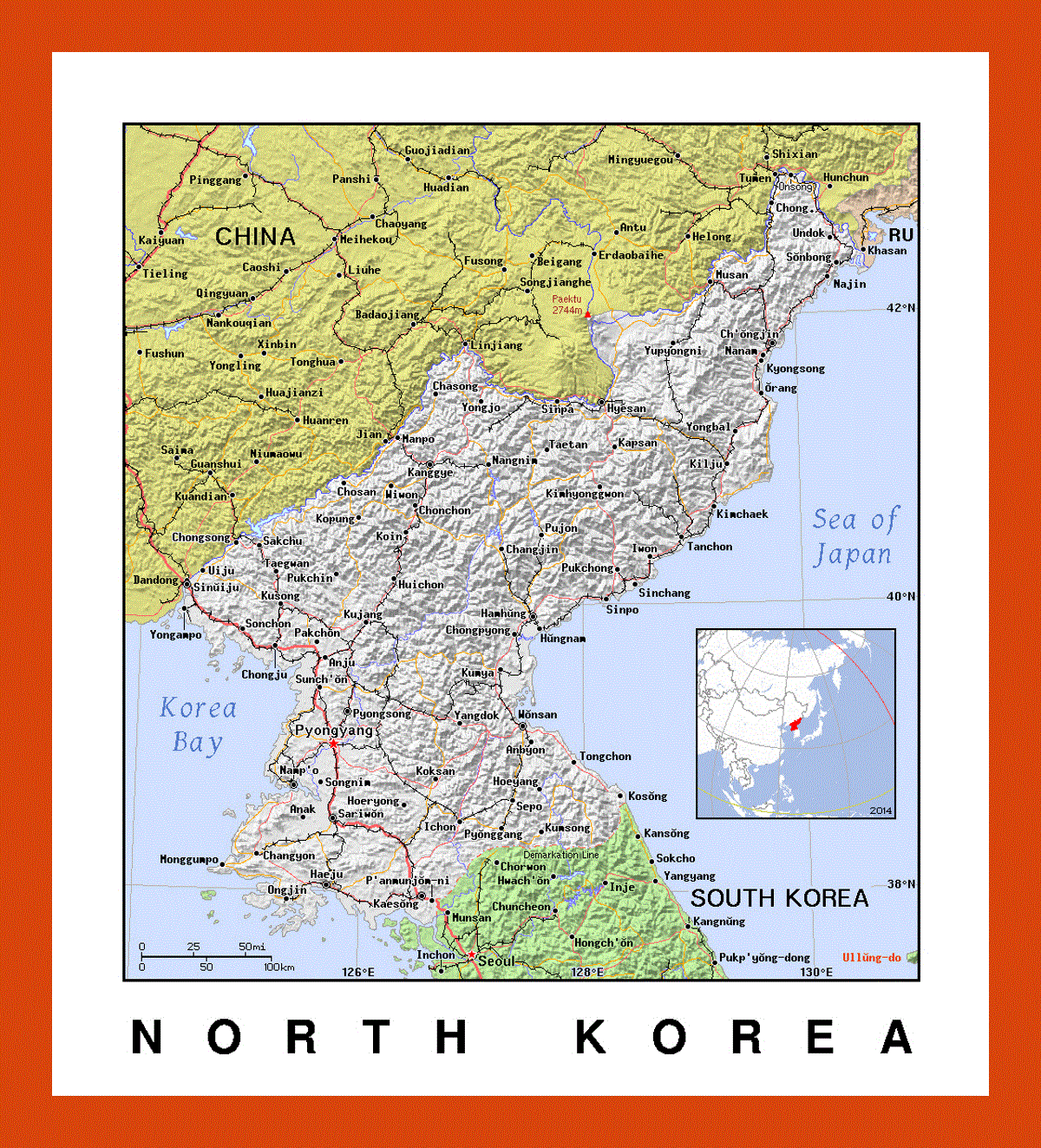 Political map of North Korea
