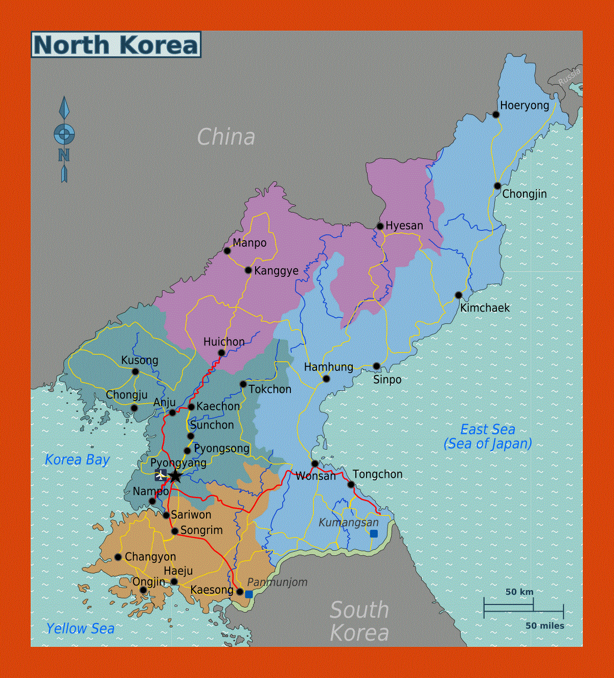 Regions map of North Korea