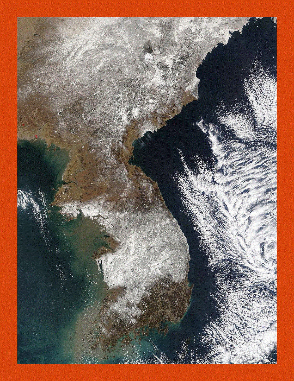 Satellite map of Korean Peninsula