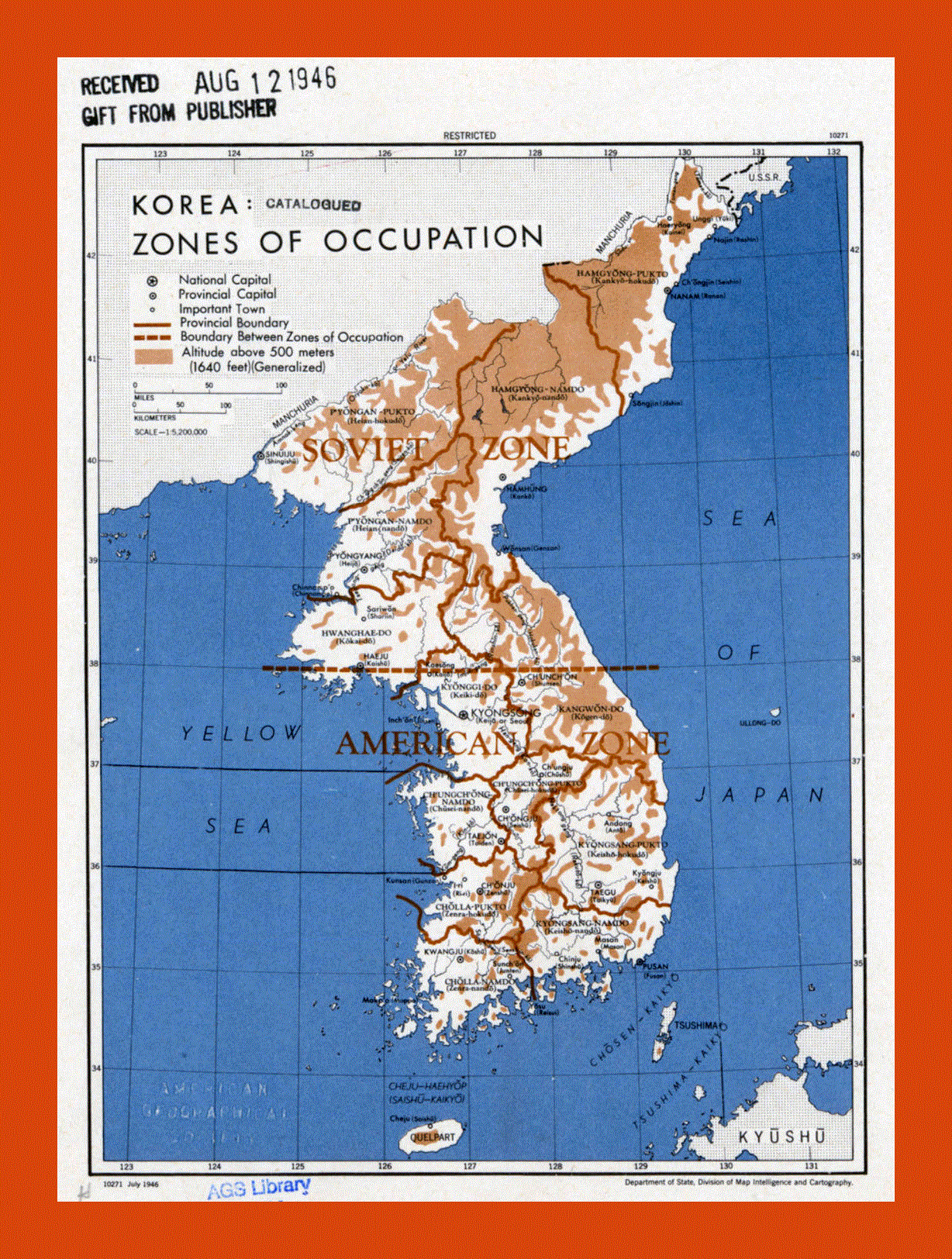Zones of Occupation of Korea map - 1946