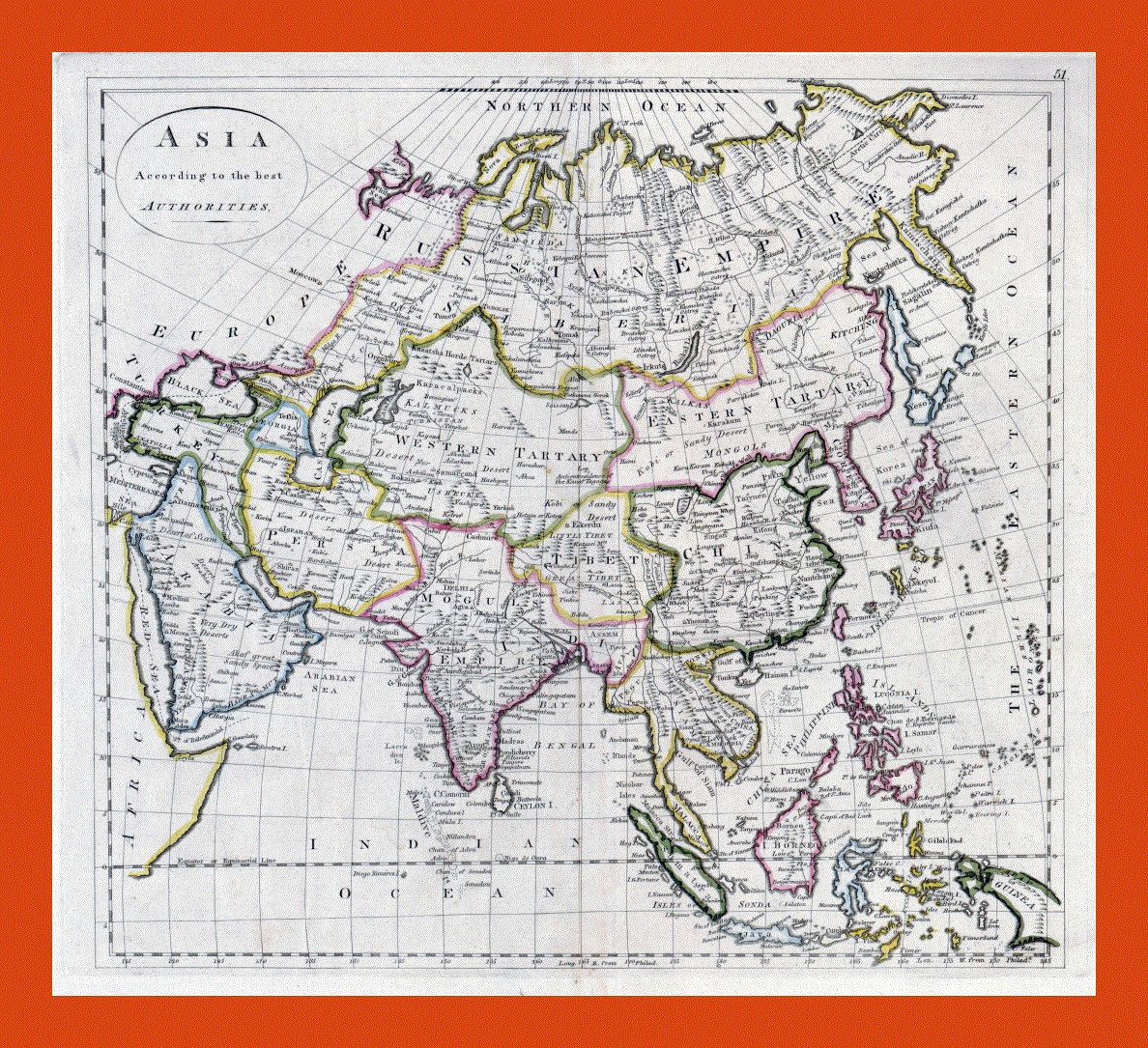 Old map of Asia - 1814