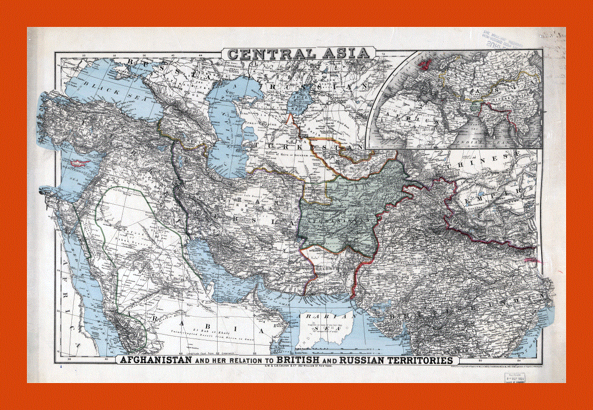 Old map of Central Asia - 1885