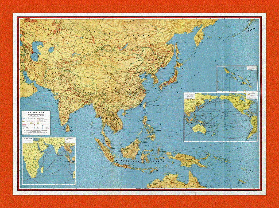 Old map of the Far East and adjoining areas - 1943