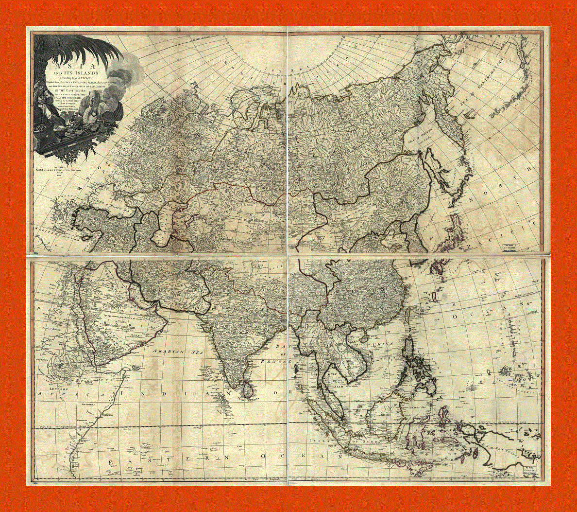 Old political map of Asia - 1799