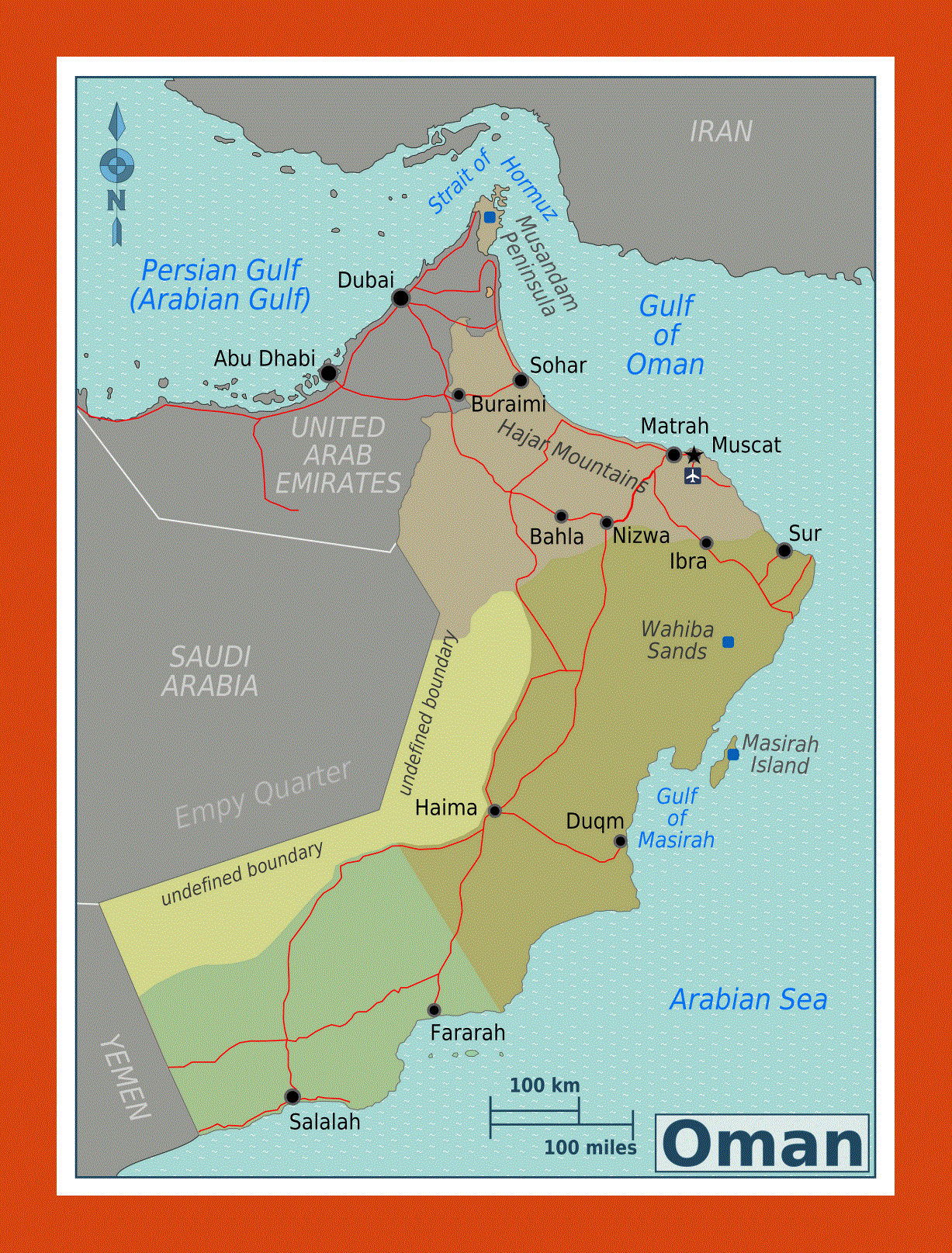 Regions map of Oman