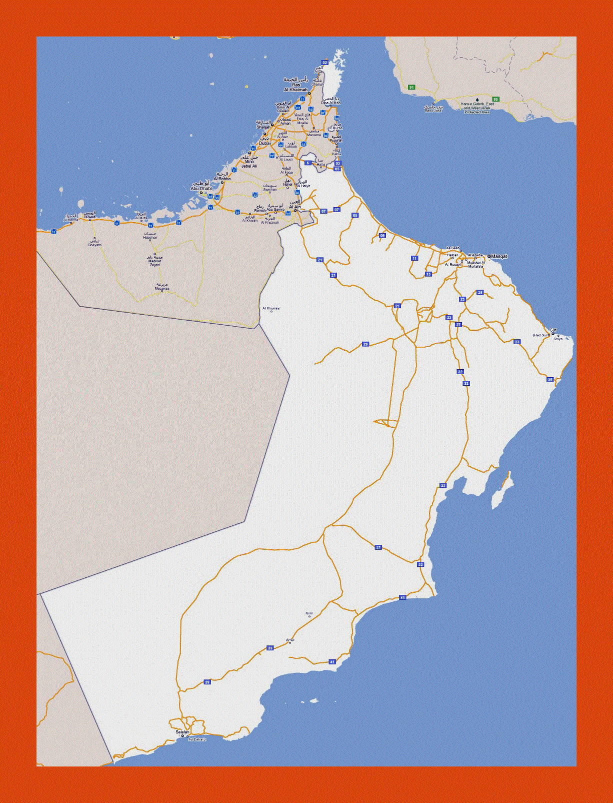 Road map of Oman