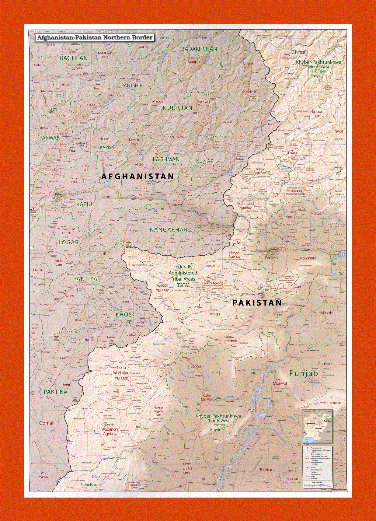 Afghanistan-Pakistan northern border map - 2010
