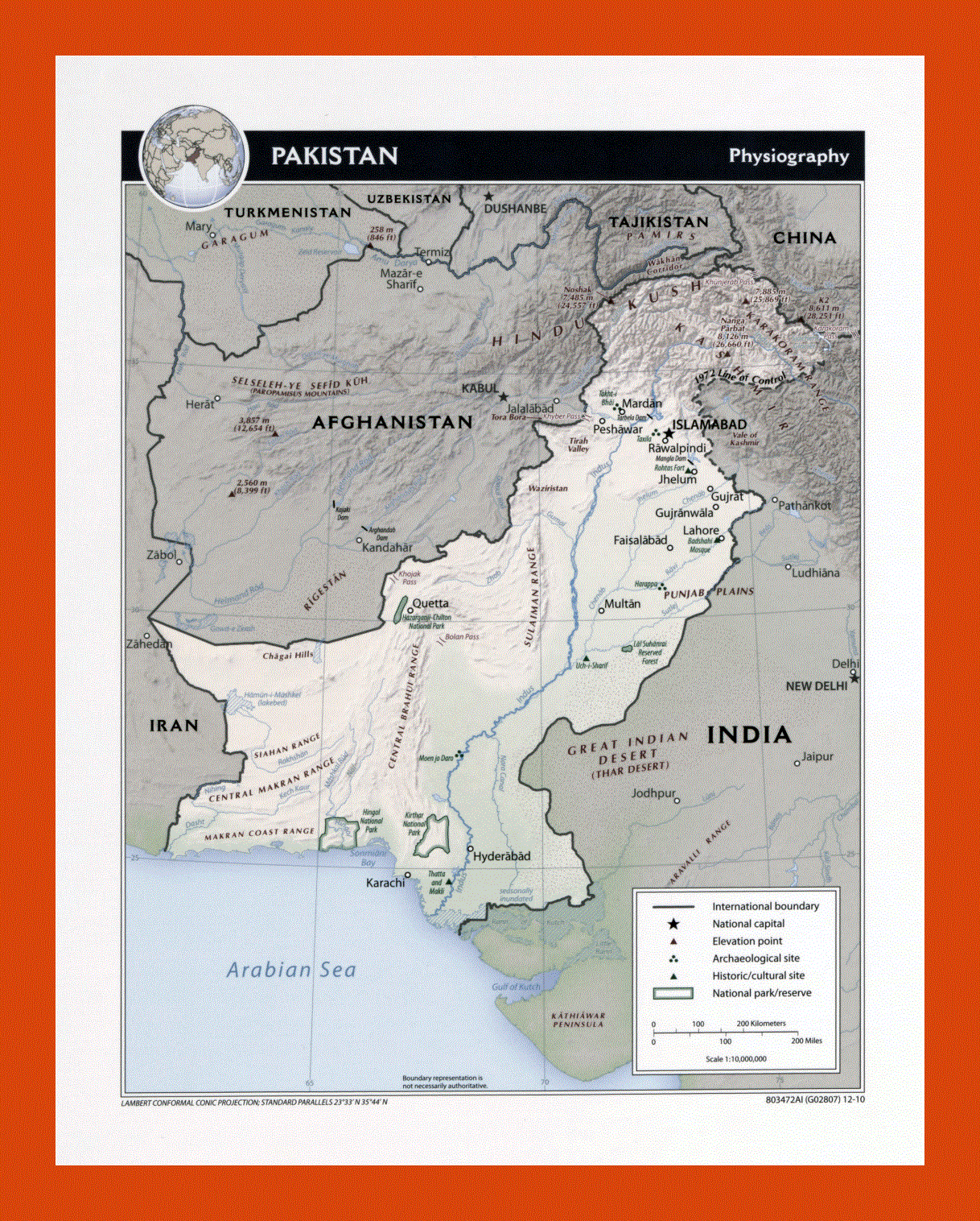 Physiography map of Pakistan - 2010