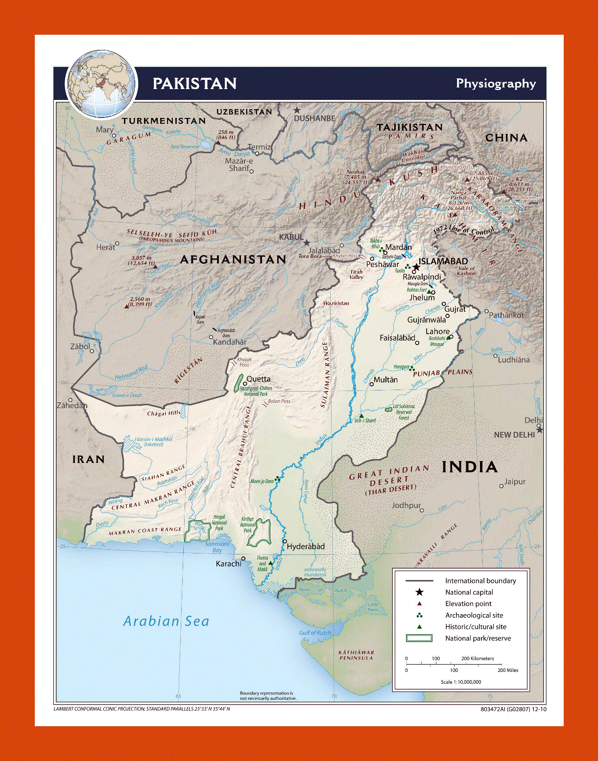 Physiography map of Pakistan - 2010