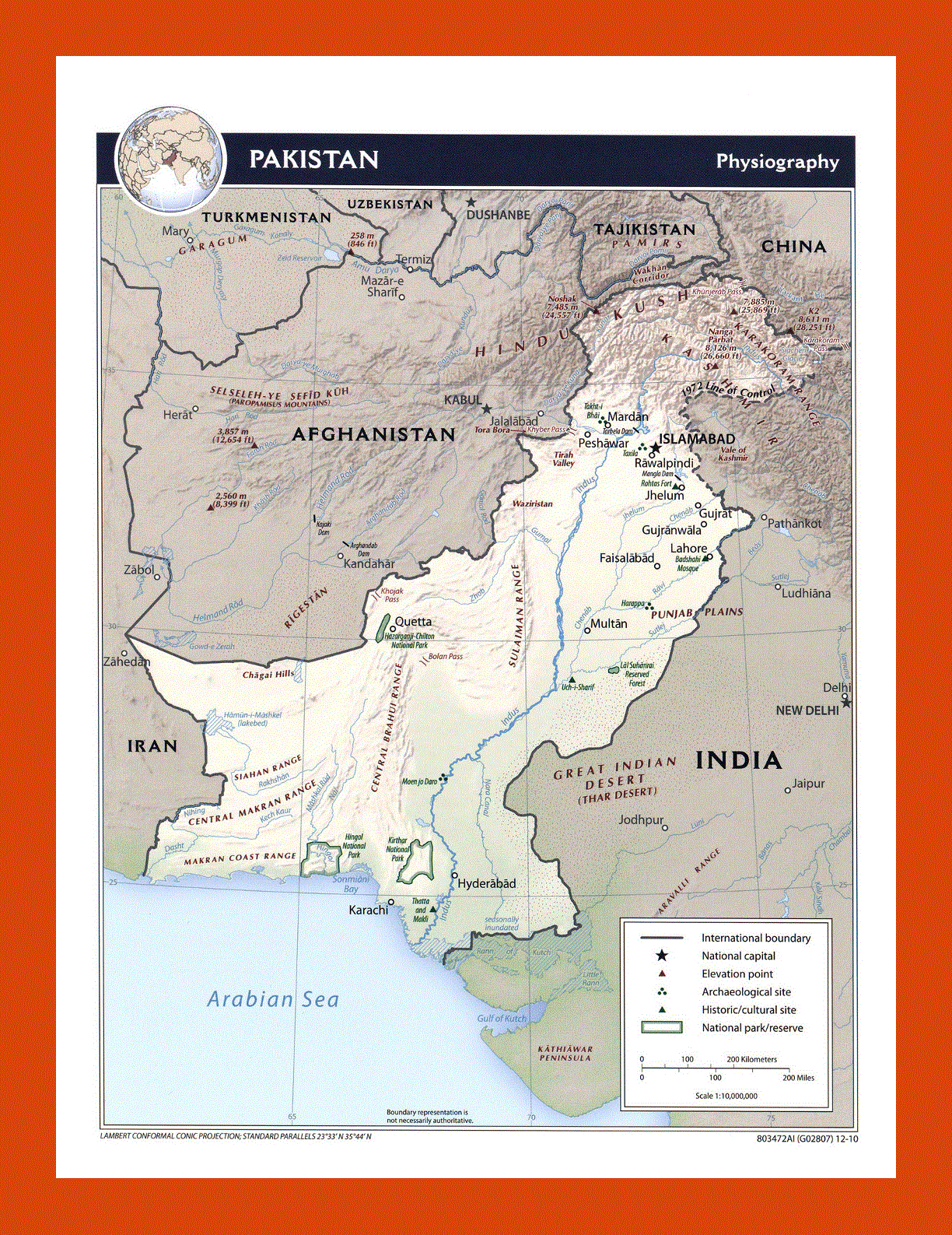 Physiography map of Pakistan - 2010