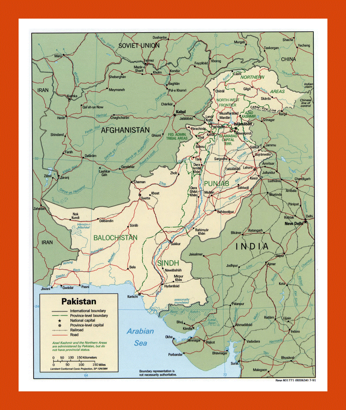 Political and administrative map of Pakistan - 1991